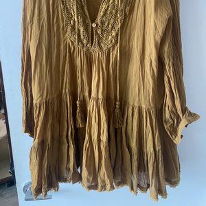 Free People embroidered long sleeve boho dress with tassels. LAST CHANCE 1/26